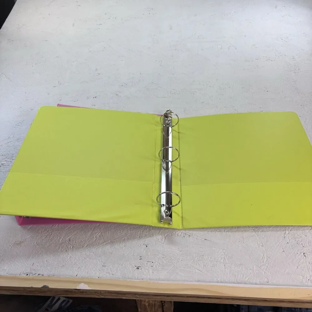 Enday 1.5 Inch Binder 2 Pack 3 Ring Binder Pink and Green clear cover 2 inside P